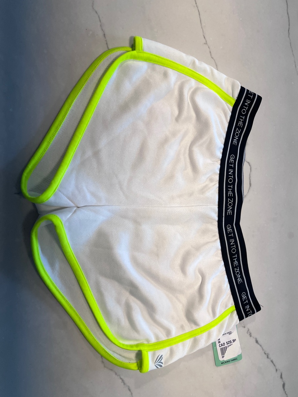 Forever 21 Women’s White Athletic Shorts with Neon Trim